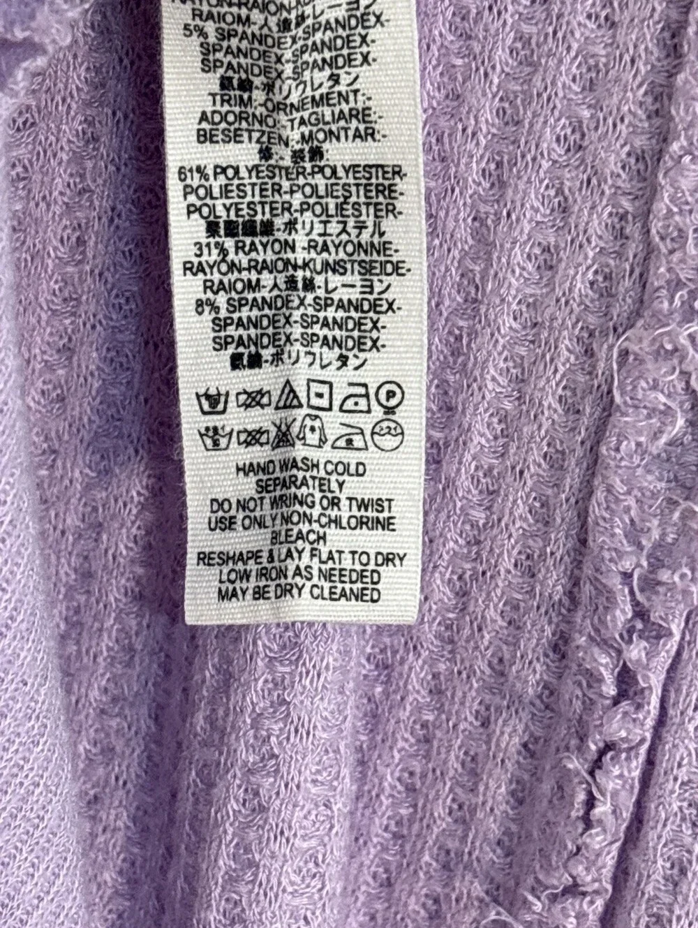 We The Free Free People Catalina Thermal Top Mauve Pink Waffle Knit S NWOT